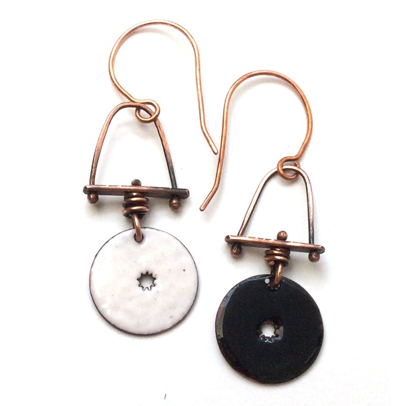 Black and White Reversible Enamel Earrings