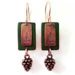 Copper pine cone mini earrings