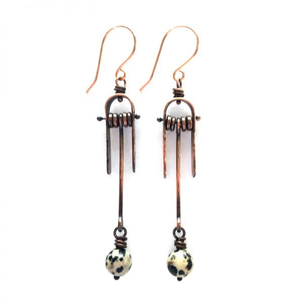 Dog Planet earrings with Dalmation Jasper beads