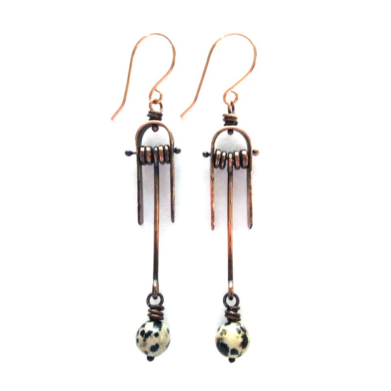 Dog Planet earrings with Dalmation Jasper beads