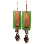 Copper Wire-wrapped Pine cone earrings