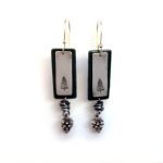 Silver wire-wrapped pine cone earrings