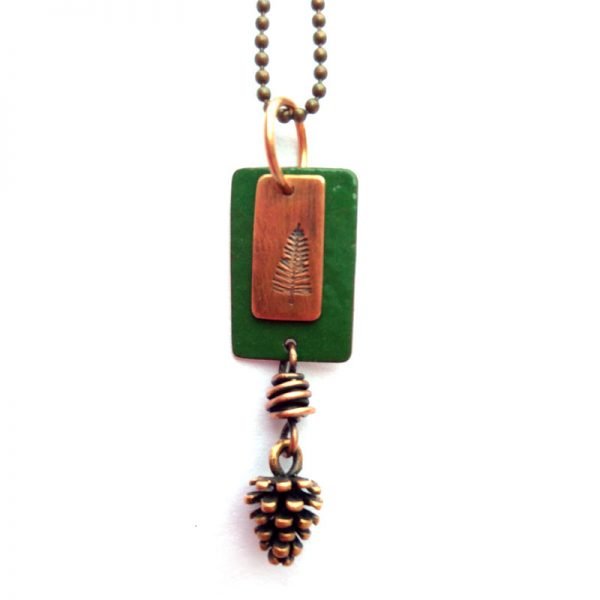 Copper Pine Cone Pendant