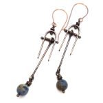 Copper and Dumortierite Planet Earrings