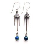 Silver Planet Earth earrings with Azurite beads