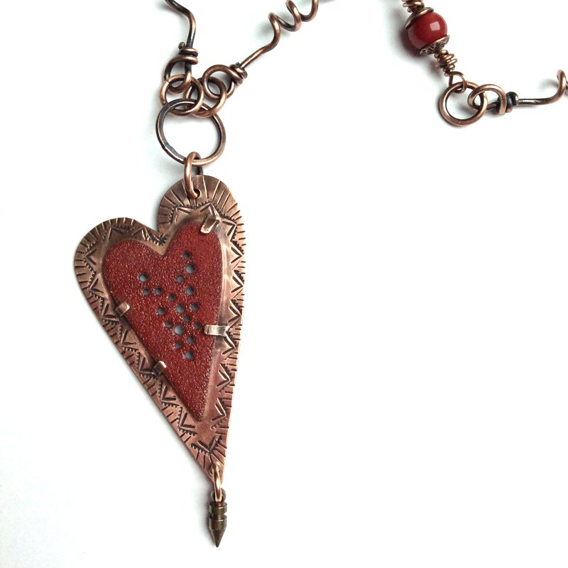 Enameled Red Heart Necklace